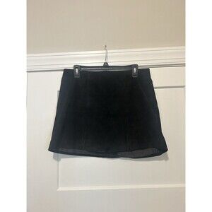 Women’s Y2K Dollhouse Black Leather Suede Lined Mini Skirt Size Large Zip Back